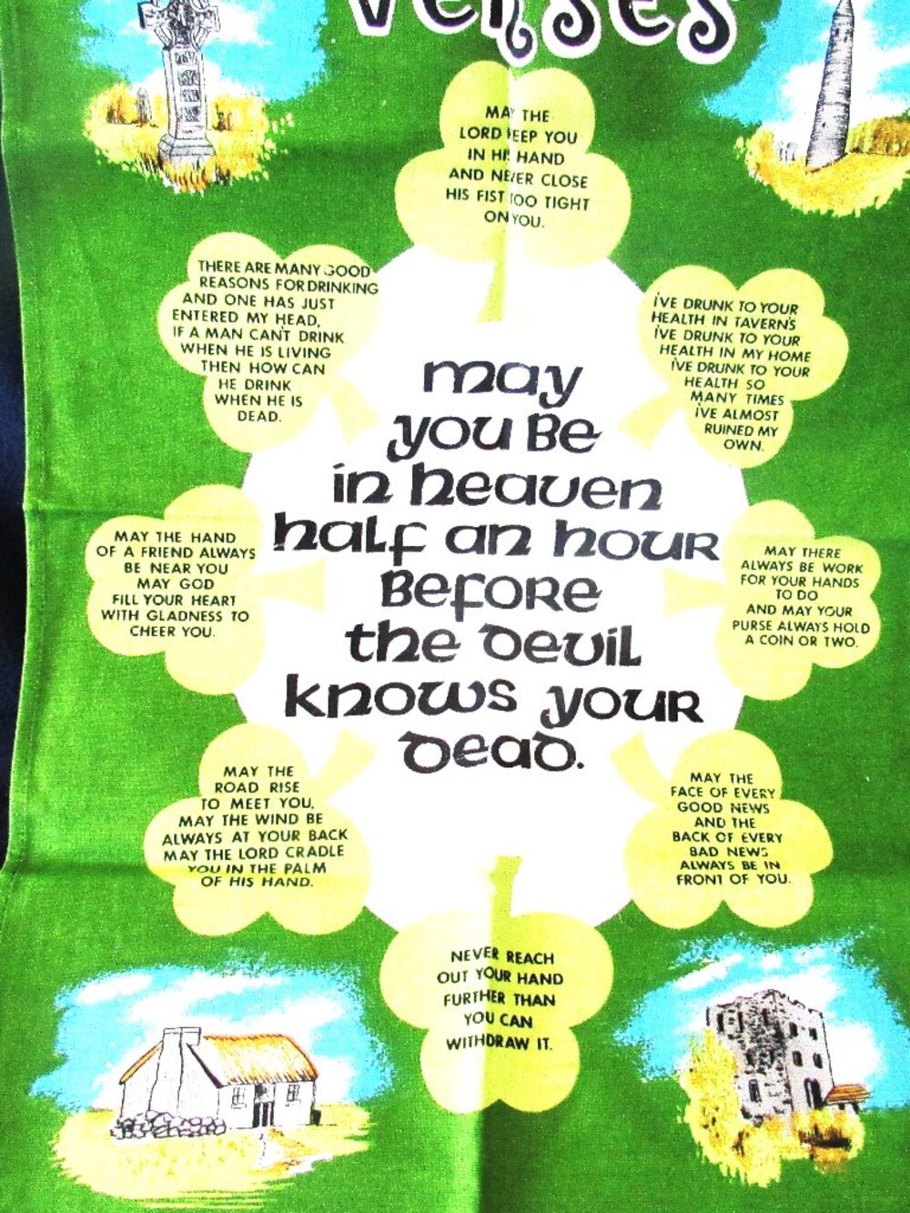 Linen Irish Verses Tea Towel.